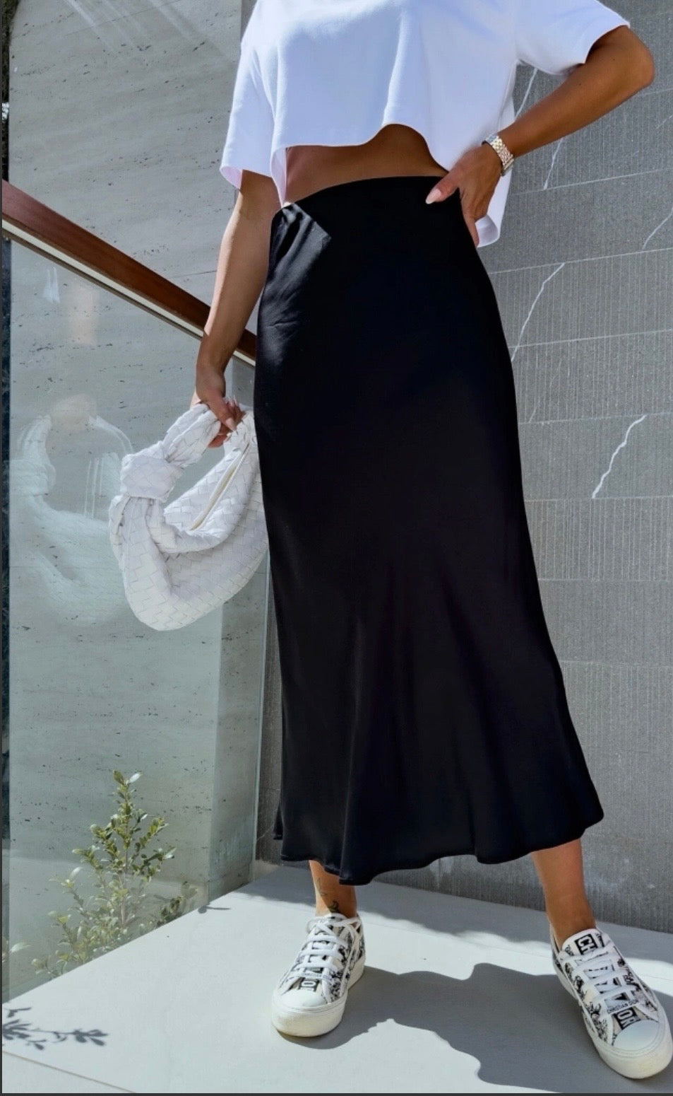 Jupe longue satinée