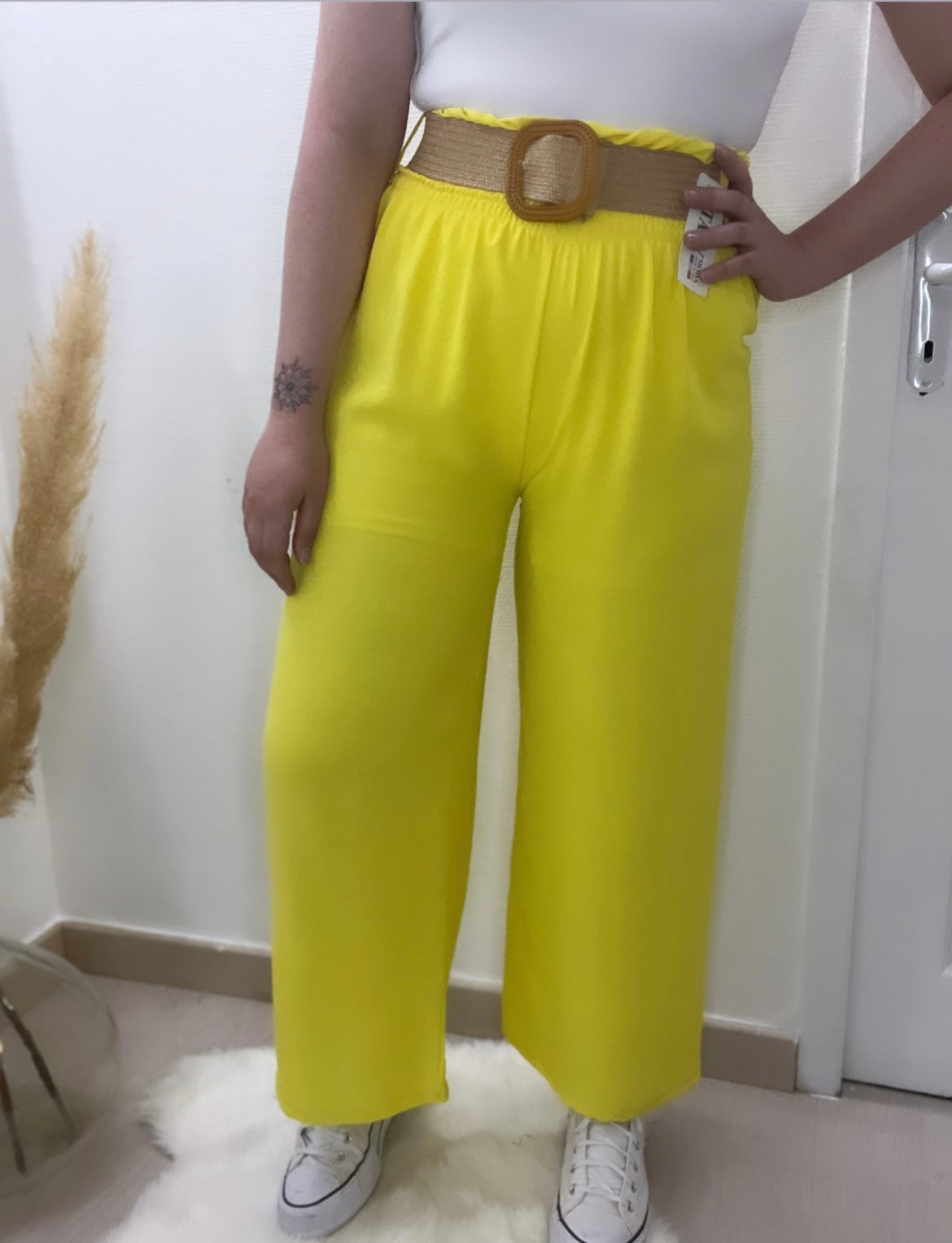 Pantalon fluide avec ceinture - Rosy