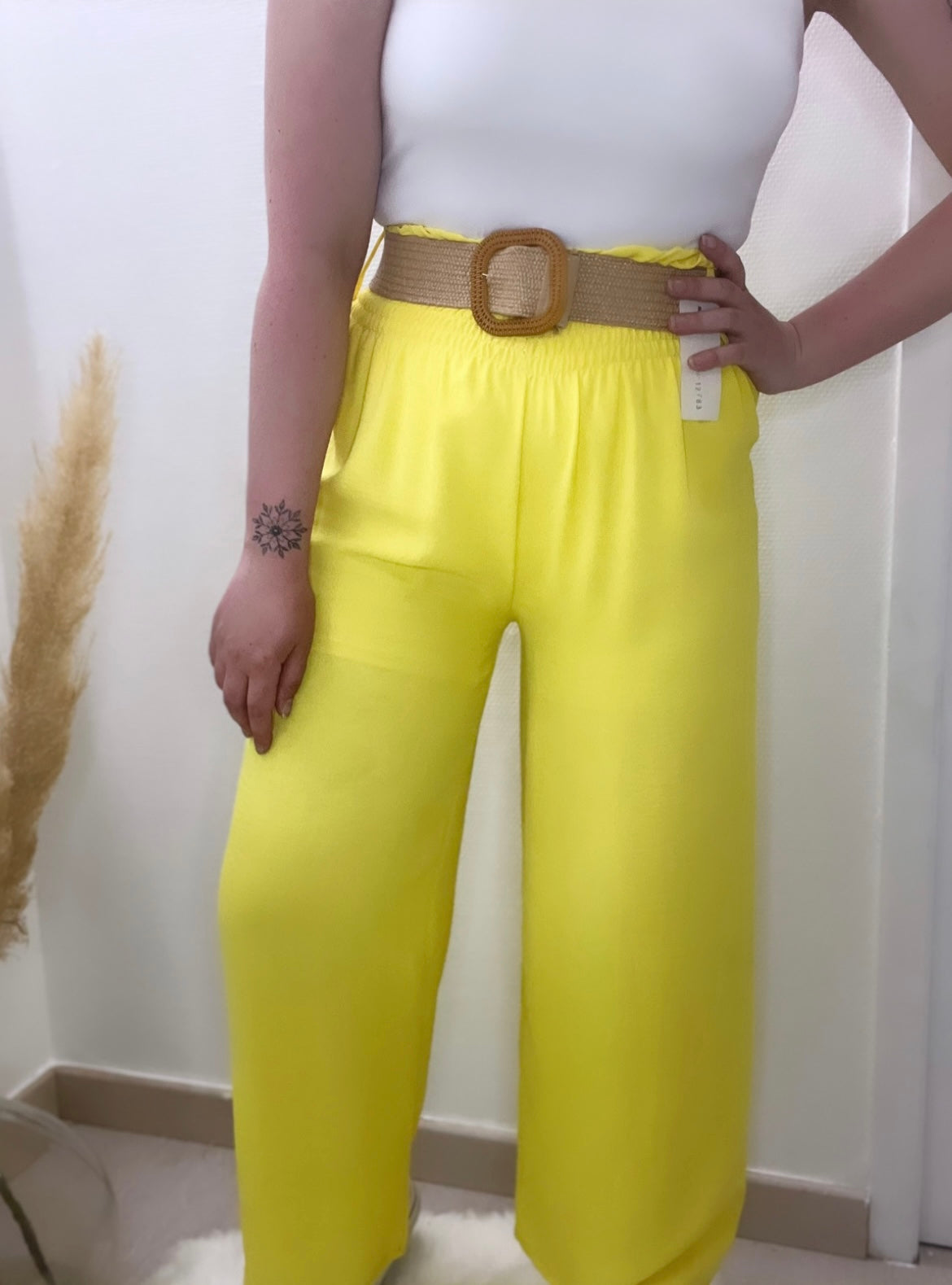 Pantalon fluide avec ceinture - Rosy